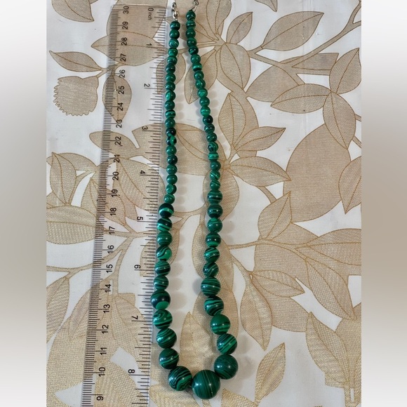 Set Of 2 Green Malachite Gemstone Necklace 17” Earrings 1”  14k gold over silver - Picture 4 of 8